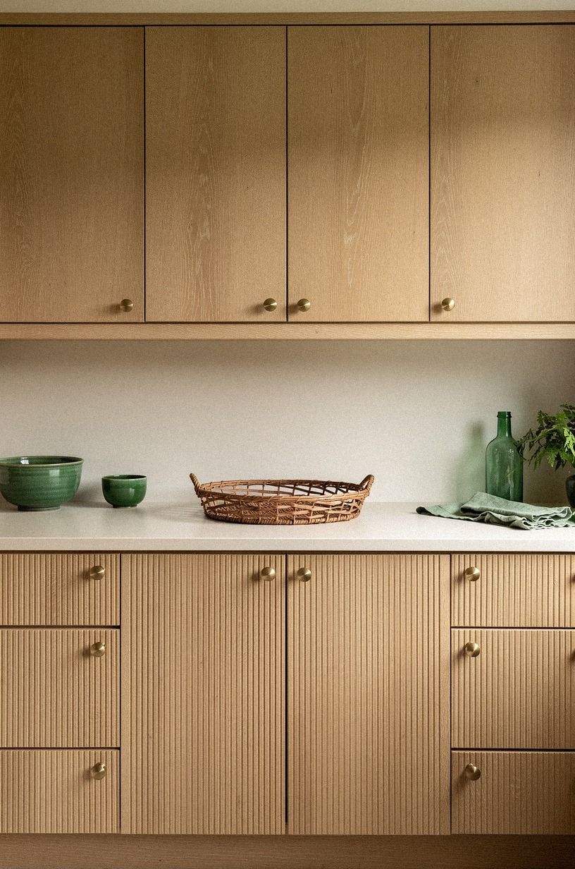 Mix ribbed oak fronts with plain uppers