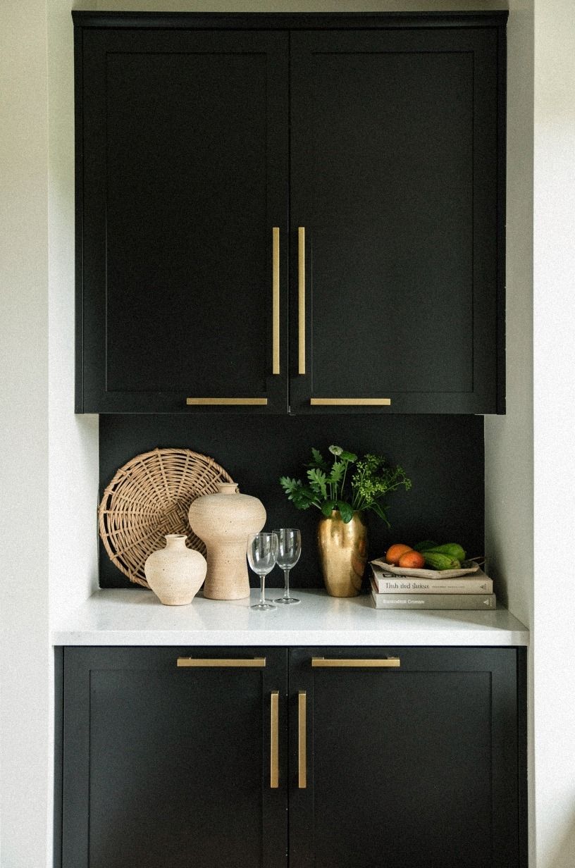 I added thin brass pulls everywhere