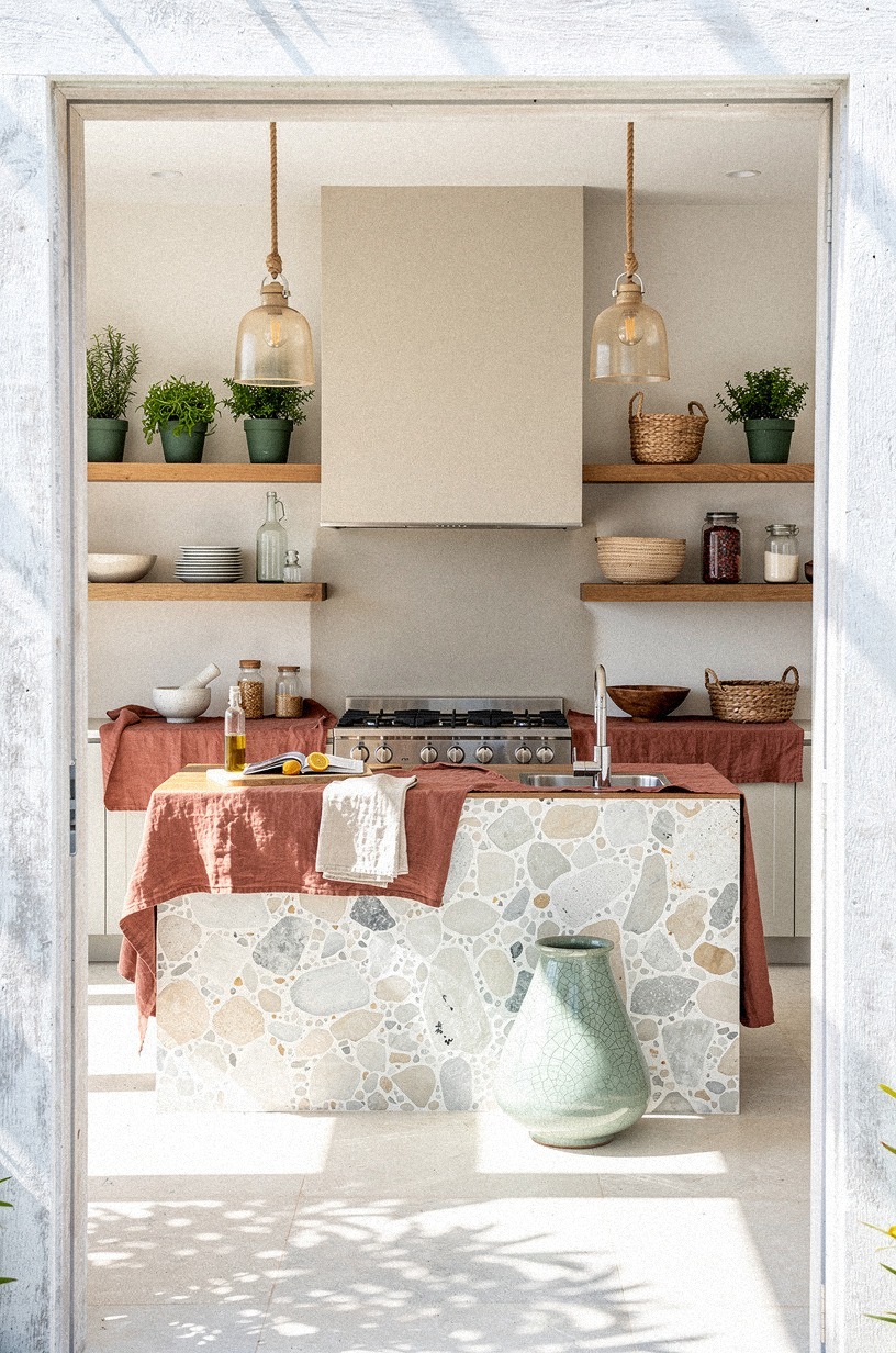Hang rope pendants over the prep bar