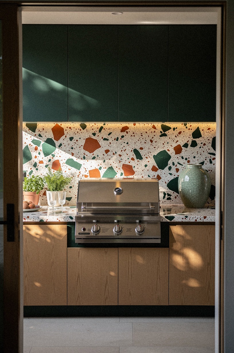Wash the backsplash with slim uplights