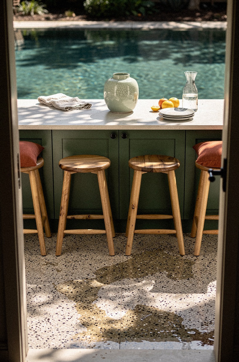 Add stools where swimmers naturally drip