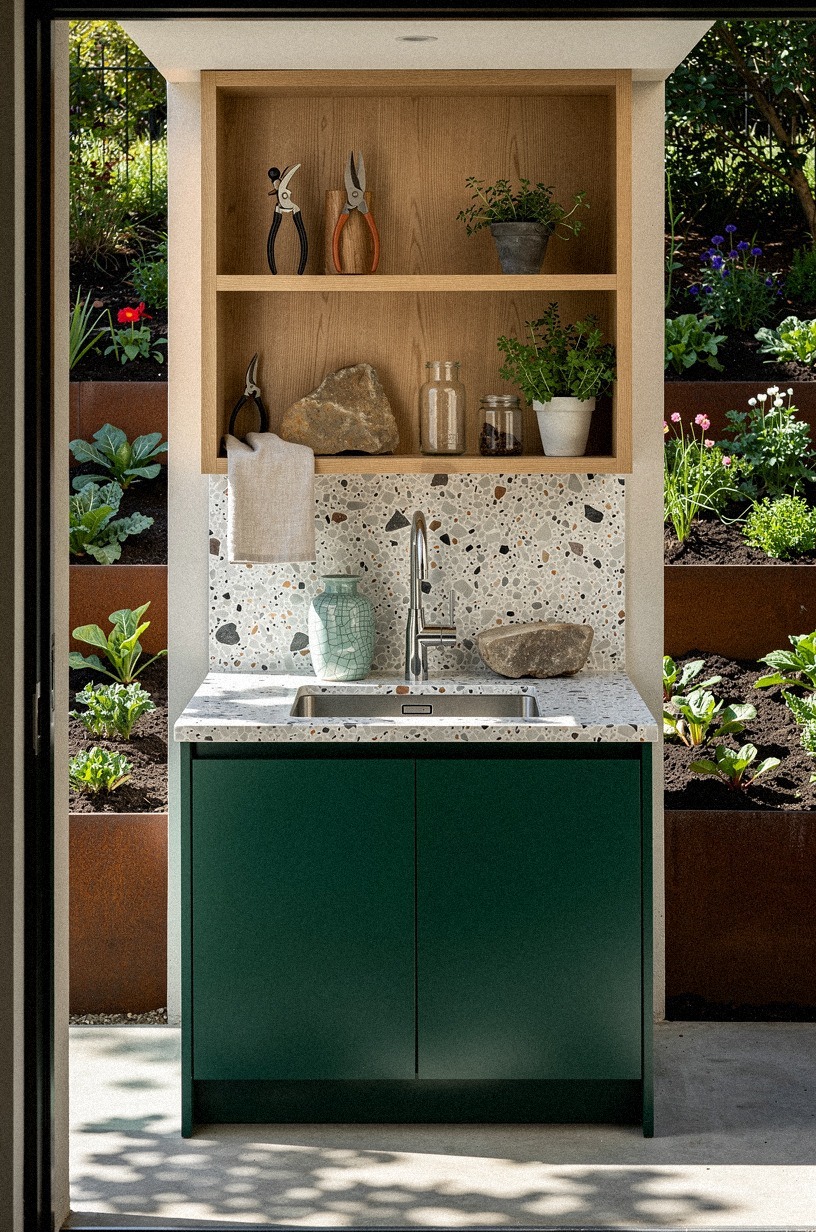 Face the sink toward the garden beds