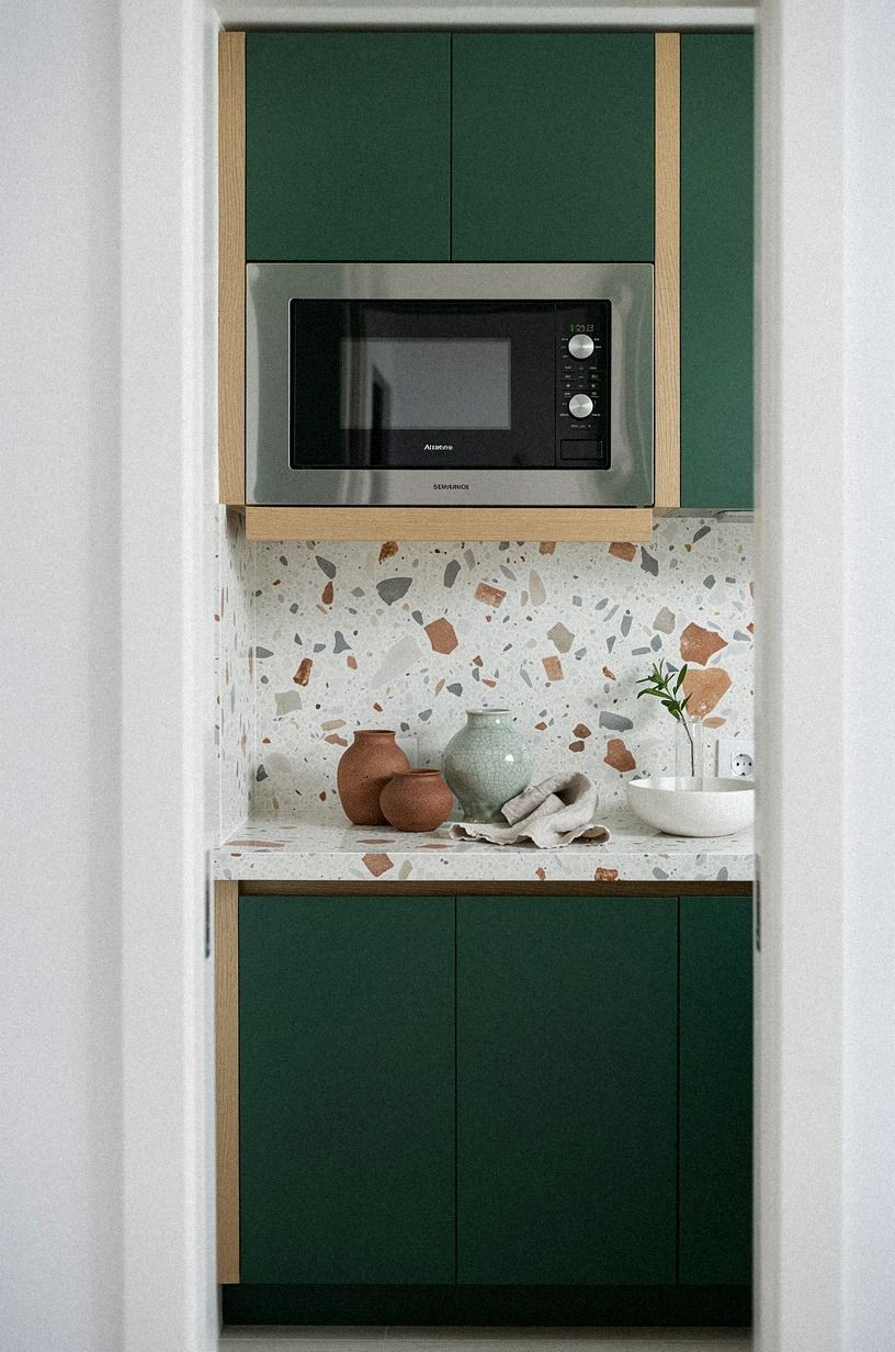 Float a shallow shelf under the microwave