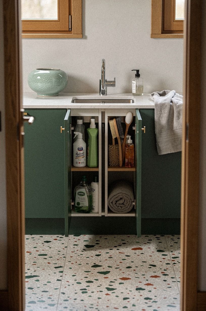 Install slim drawers beside the sink