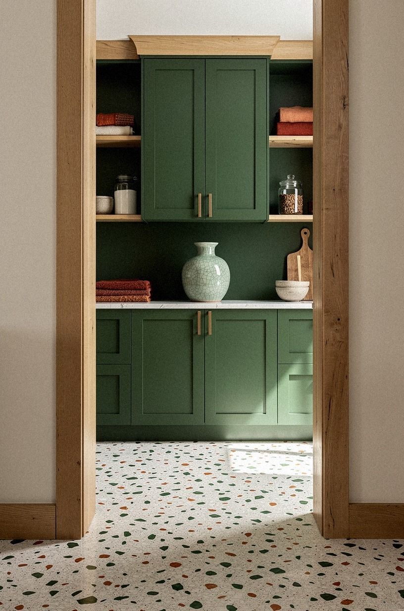 Build a pantry wall in moss green