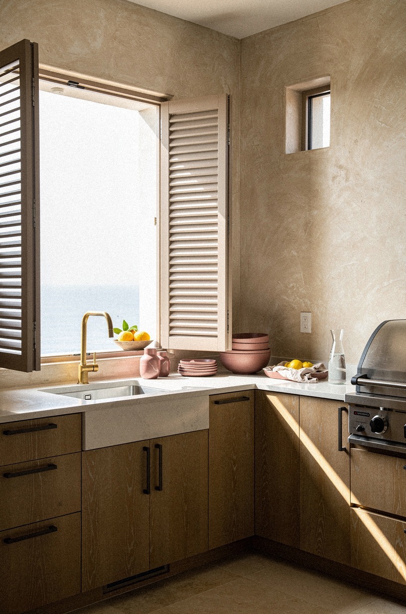 Frame the sink with louvered shutters