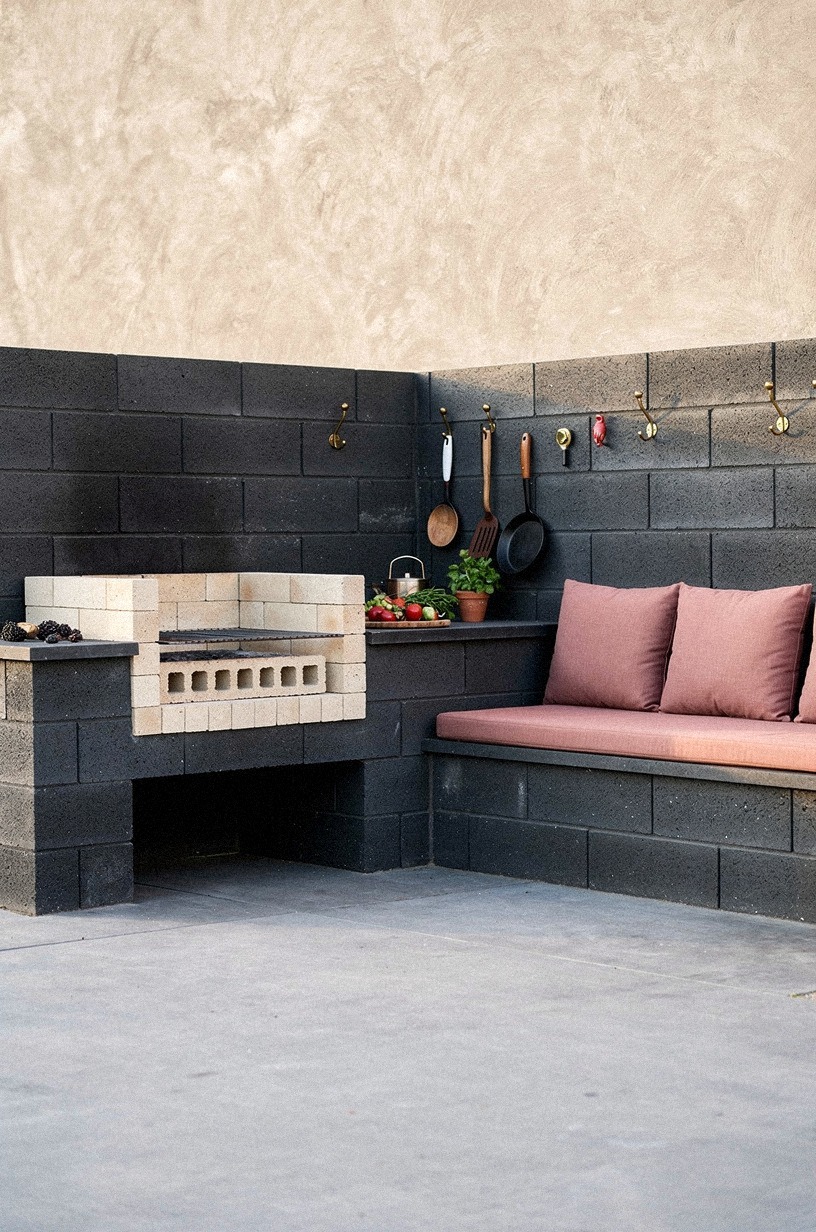 Build a vented grill opening with fire brick