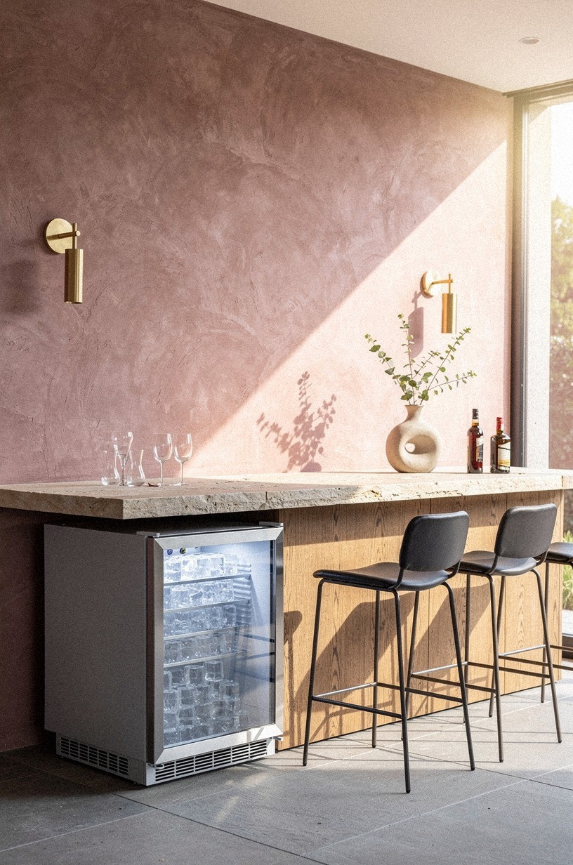 Tuck a clear ice maker under the bar ledge