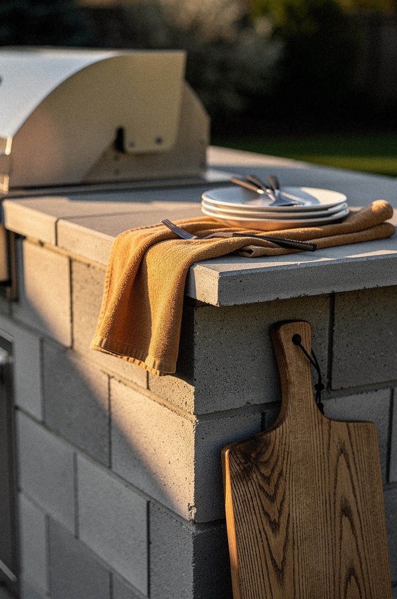 Set paver caps as cheap counter slabs