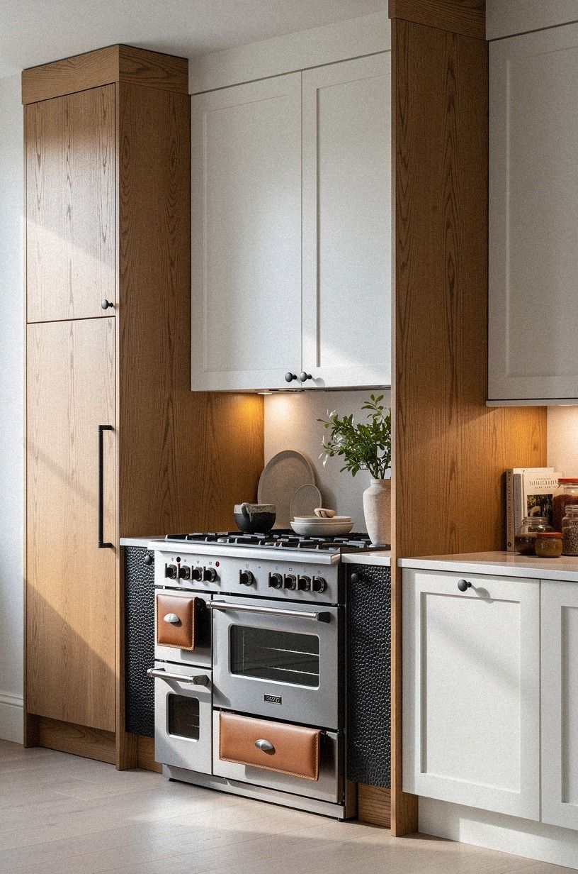 Frame the range with twin cabinet towers