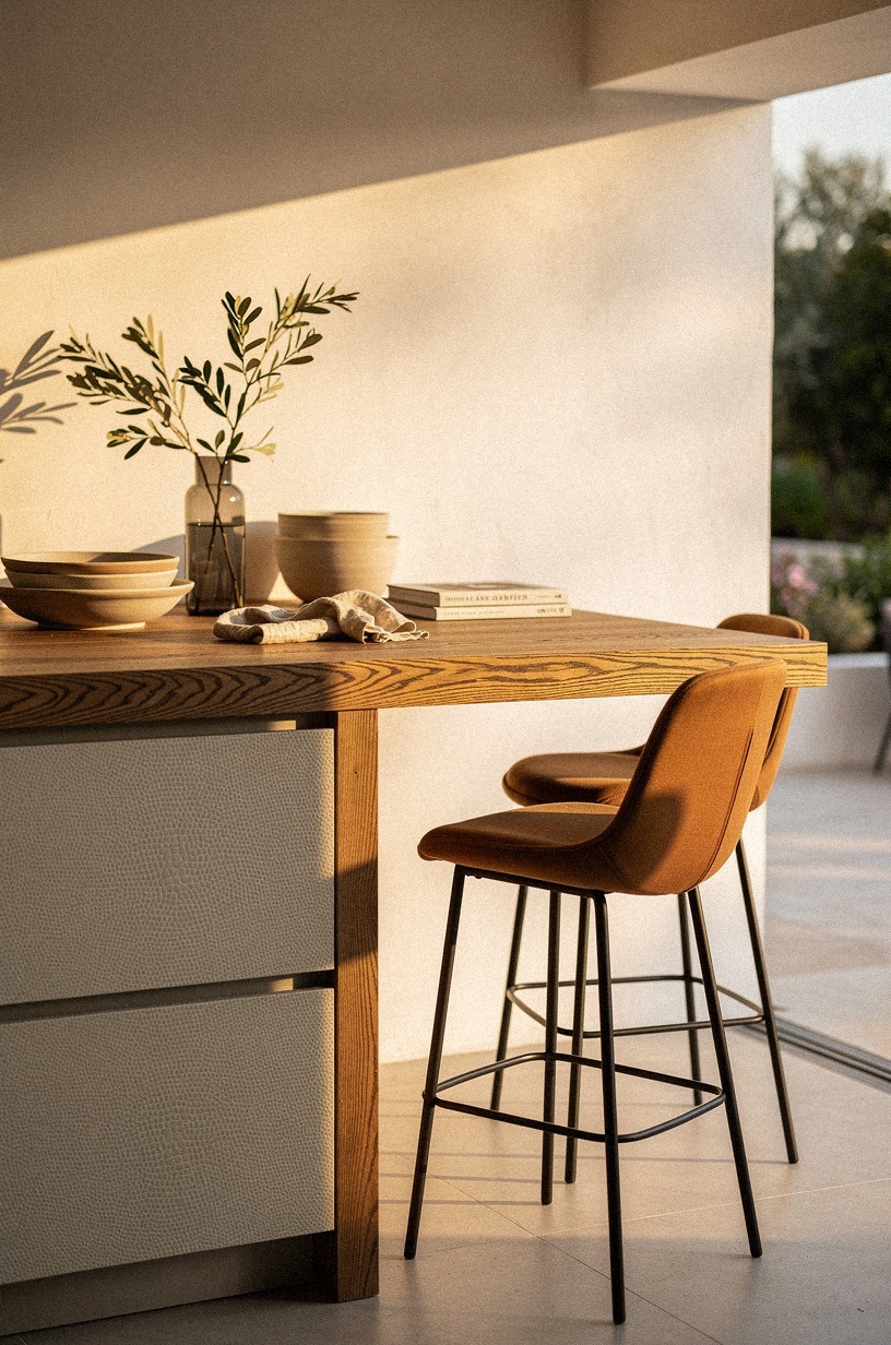 Tuck bar stools under the exterior counter