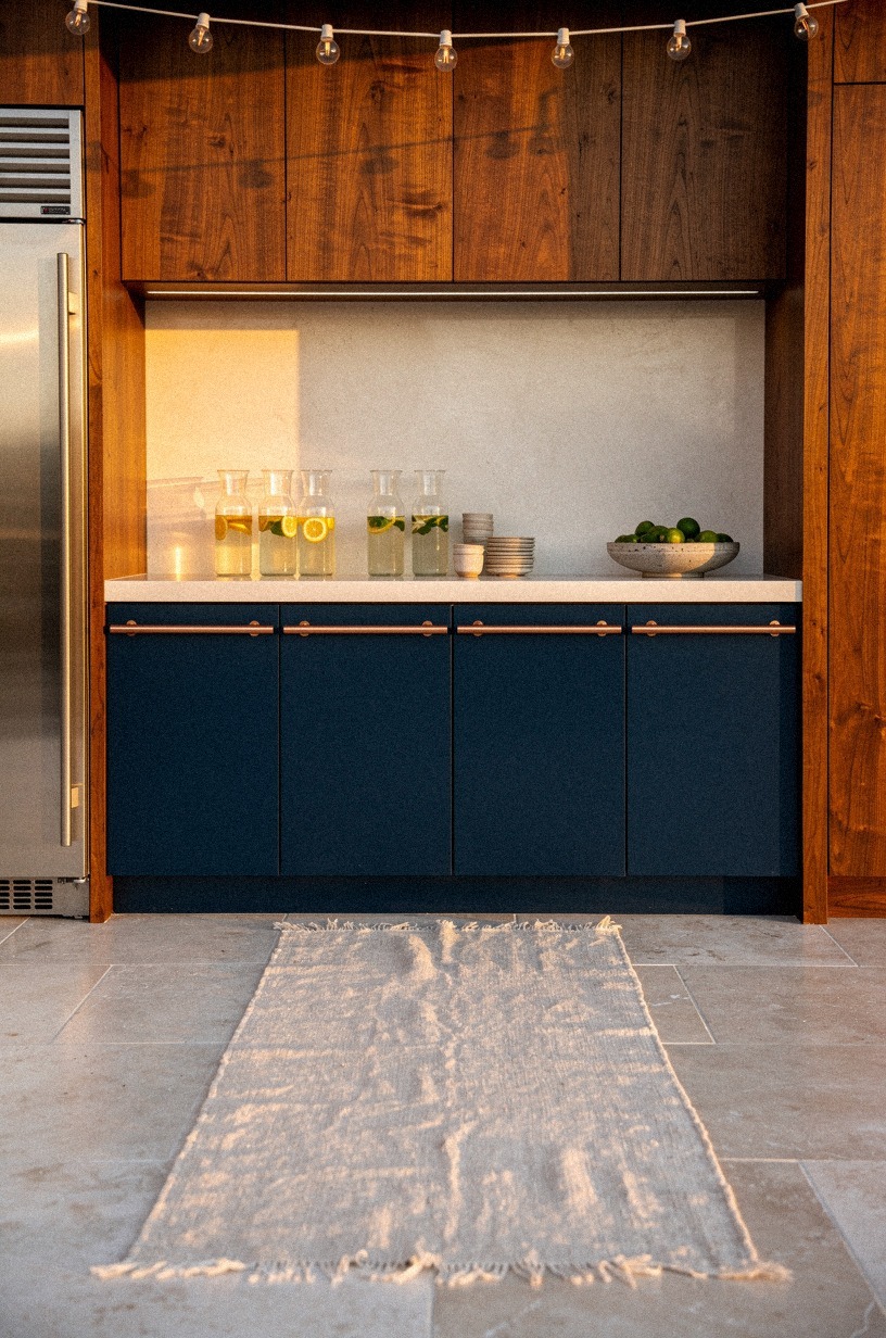 Tuck the Beverage Niche in solid teak
