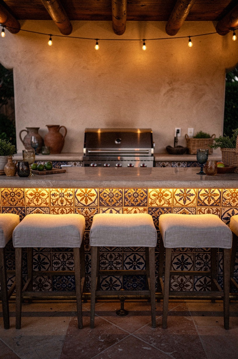 Wrap the bar in hand painted tile