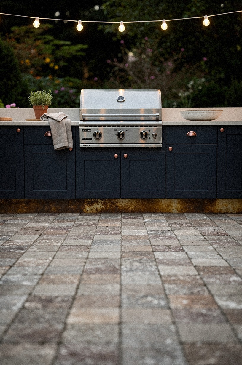 Layer pavers beneath the entire cook space