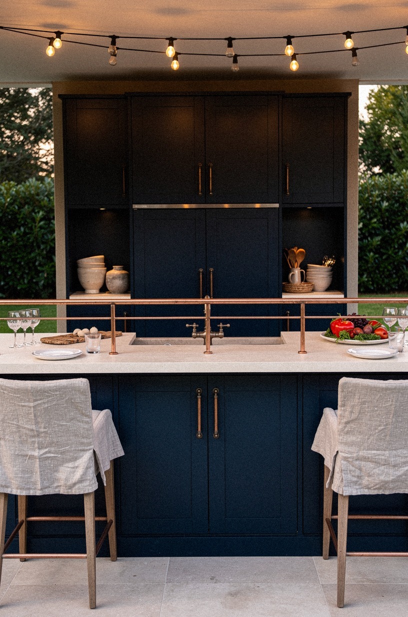 Repeat cabinet colors outside for flow
