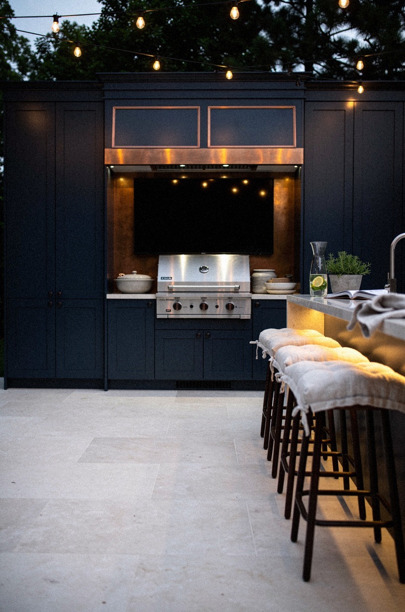 Set the grill at the screen's side