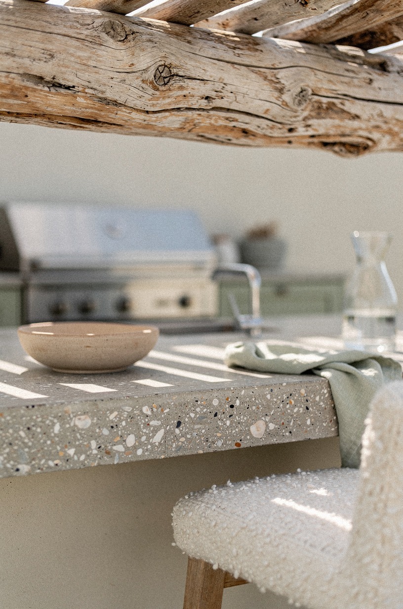 Build a driftwood pergola over the grill