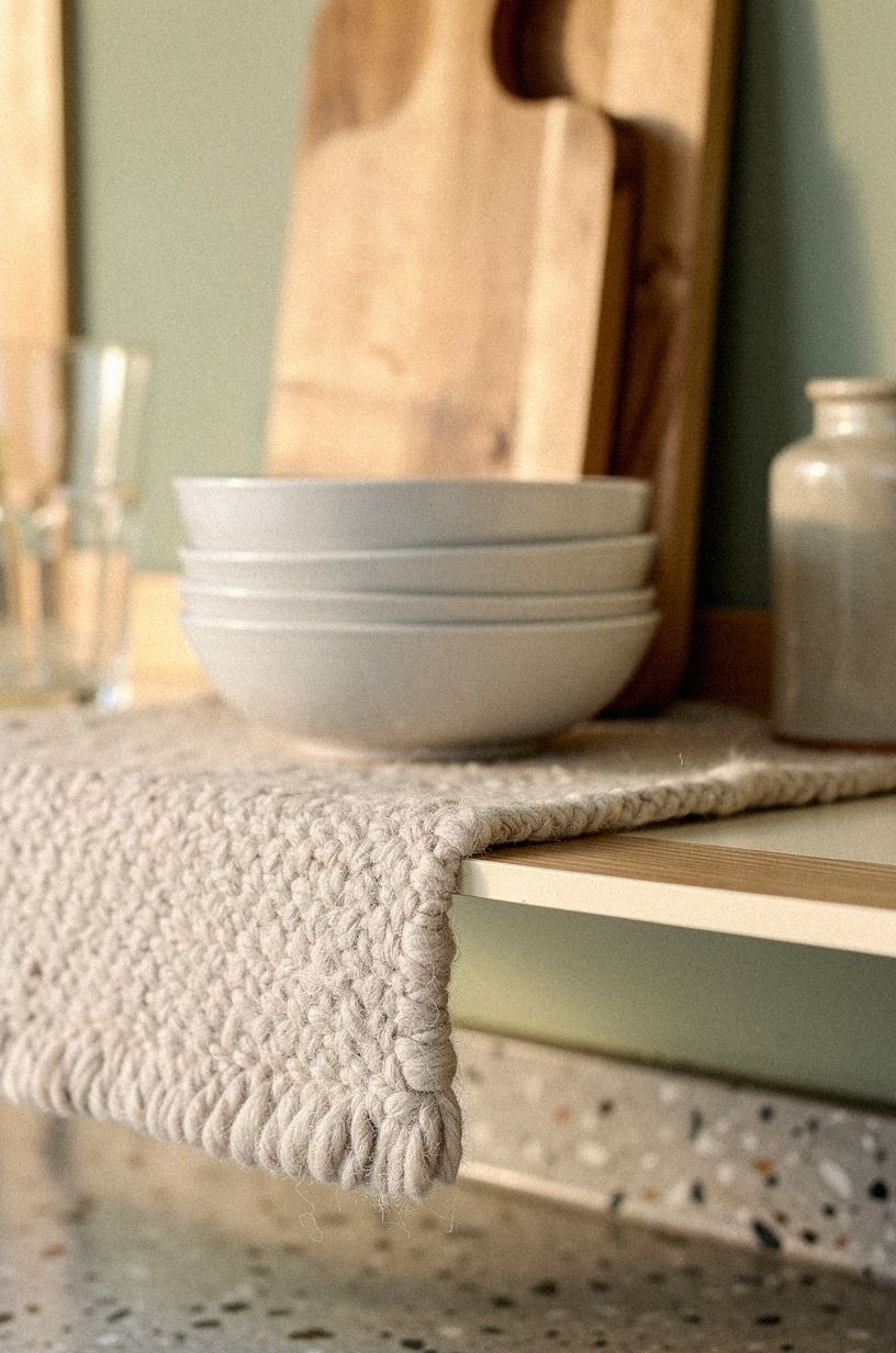 Stack cutting boards behind white bowls