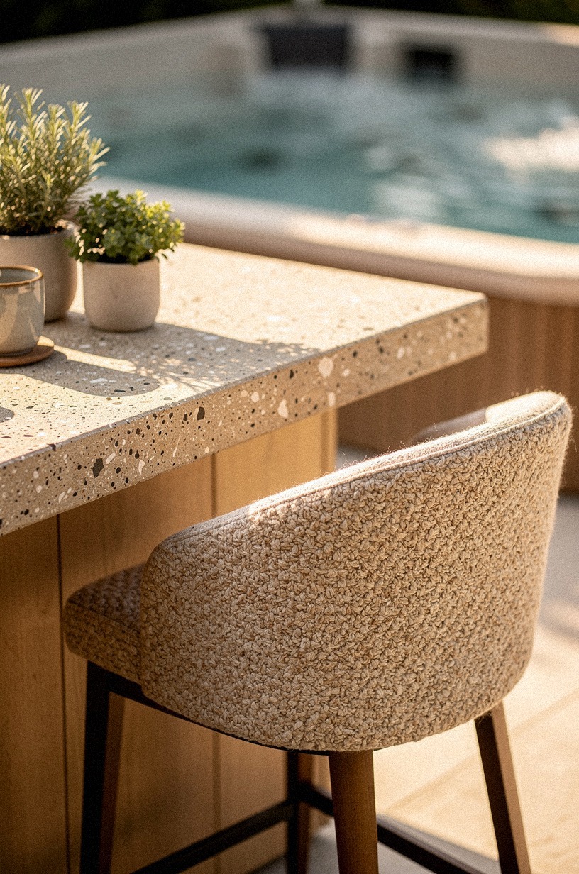 Add swivel stools beside the spa ledge