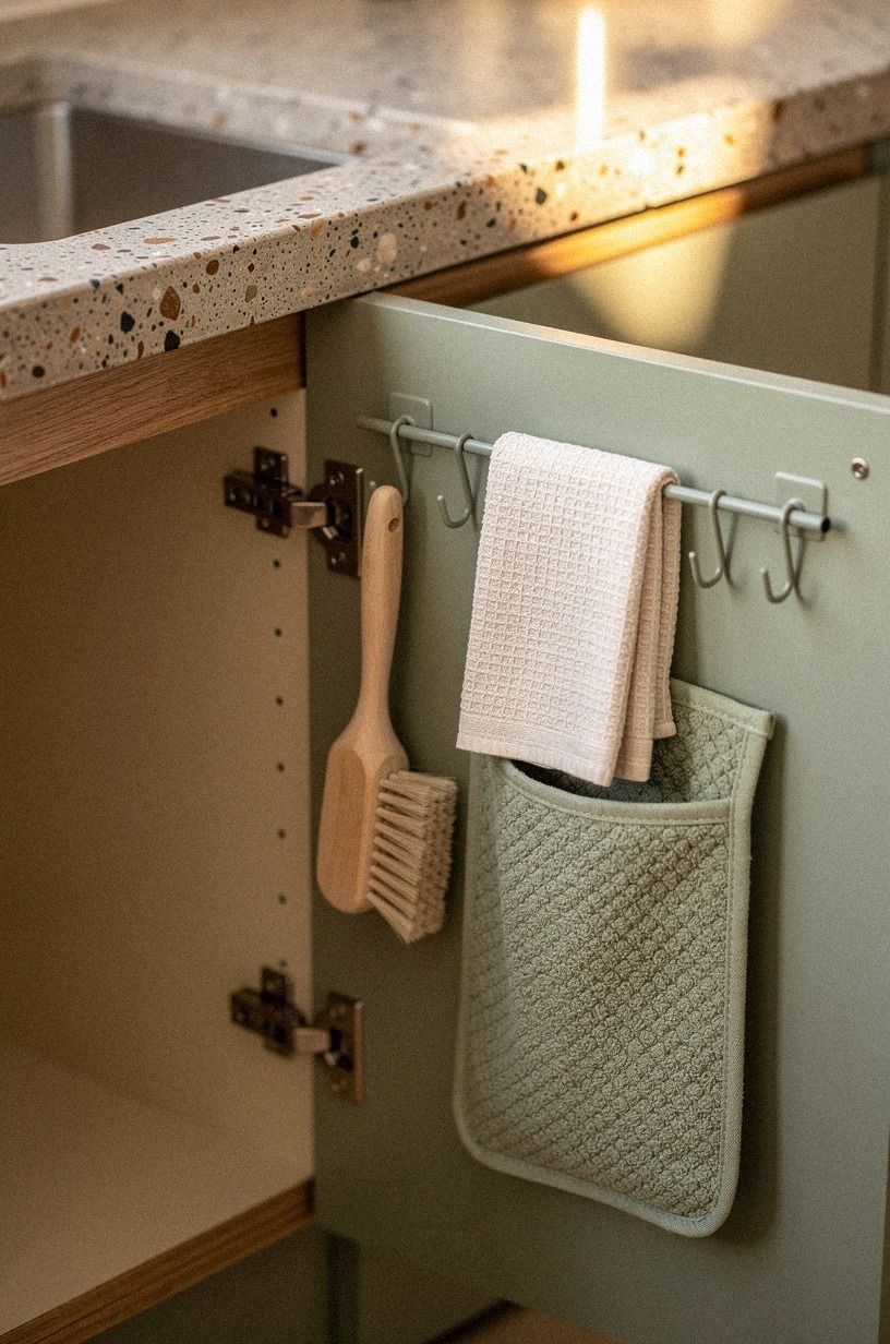 Mount hooks inside cabinet doors