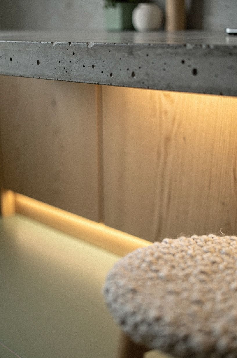 Add toe-kick lighting under oak bases