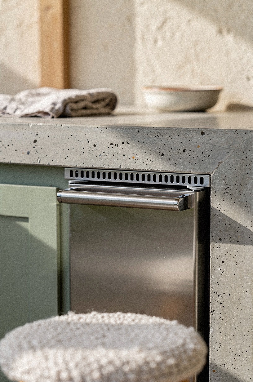 Add a mini fridge under the counter