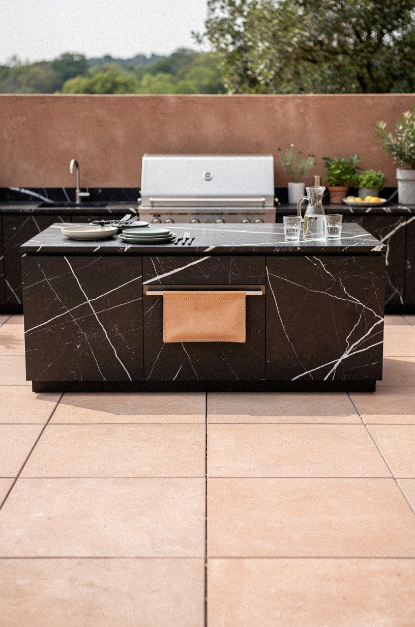 Pour large pavers through the kitchen zone