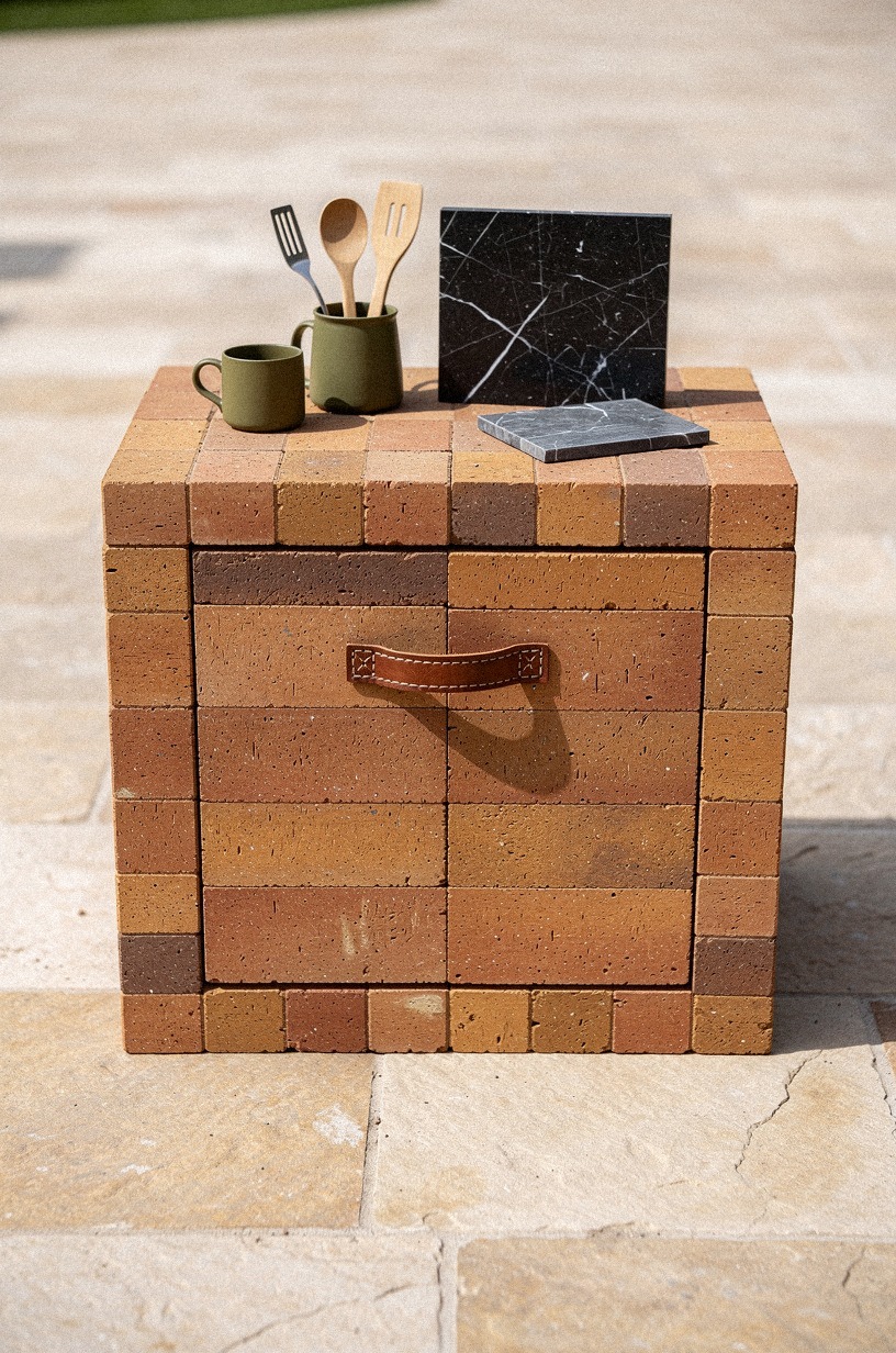 Stack bricks for a no mortar prep station
