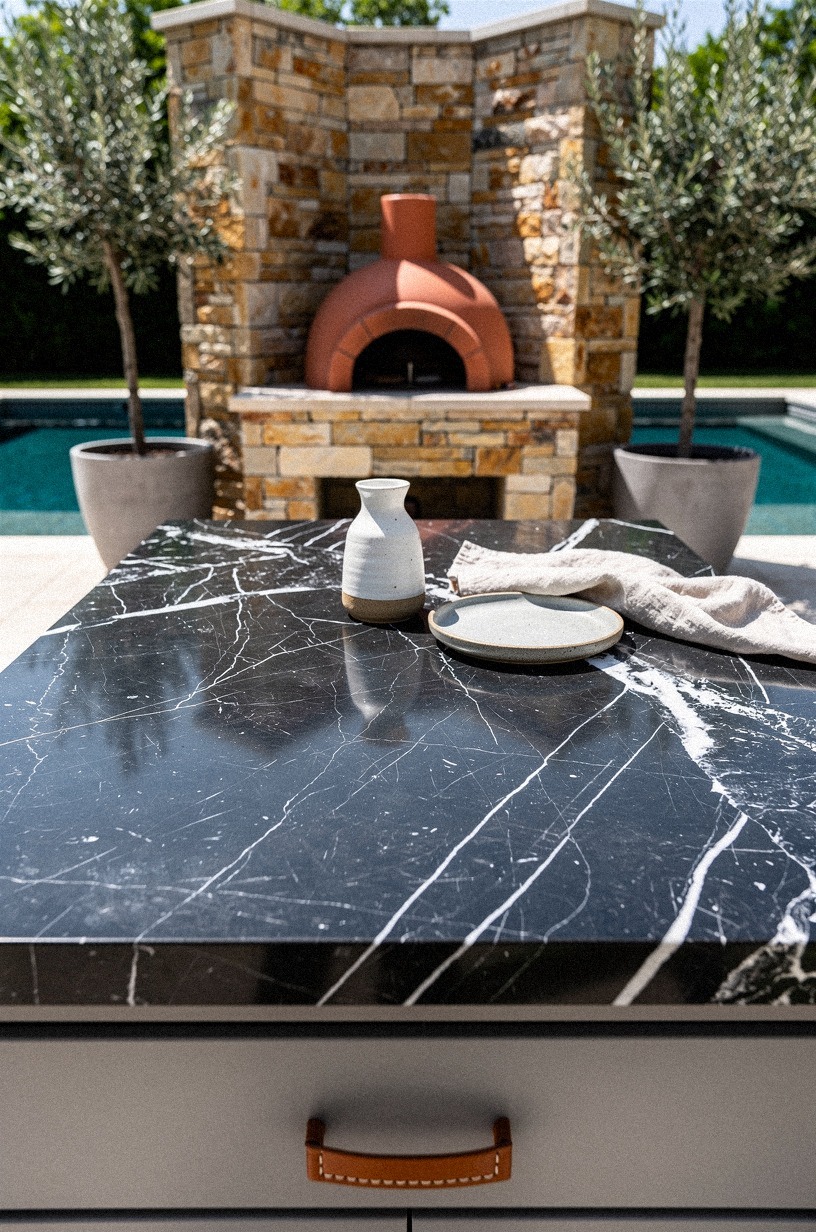 Stack stone around the pizza oven corner