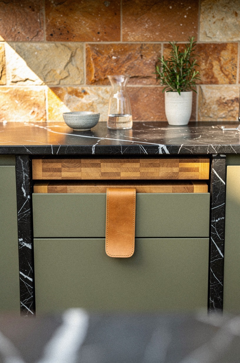 Seal butcher-block inserts inside covered prep drawers
