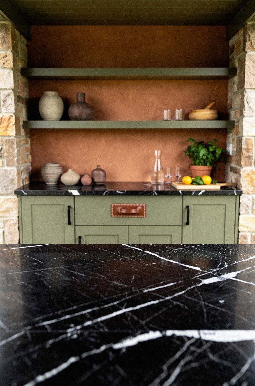 Tuck storage cabinets under the roof overhang