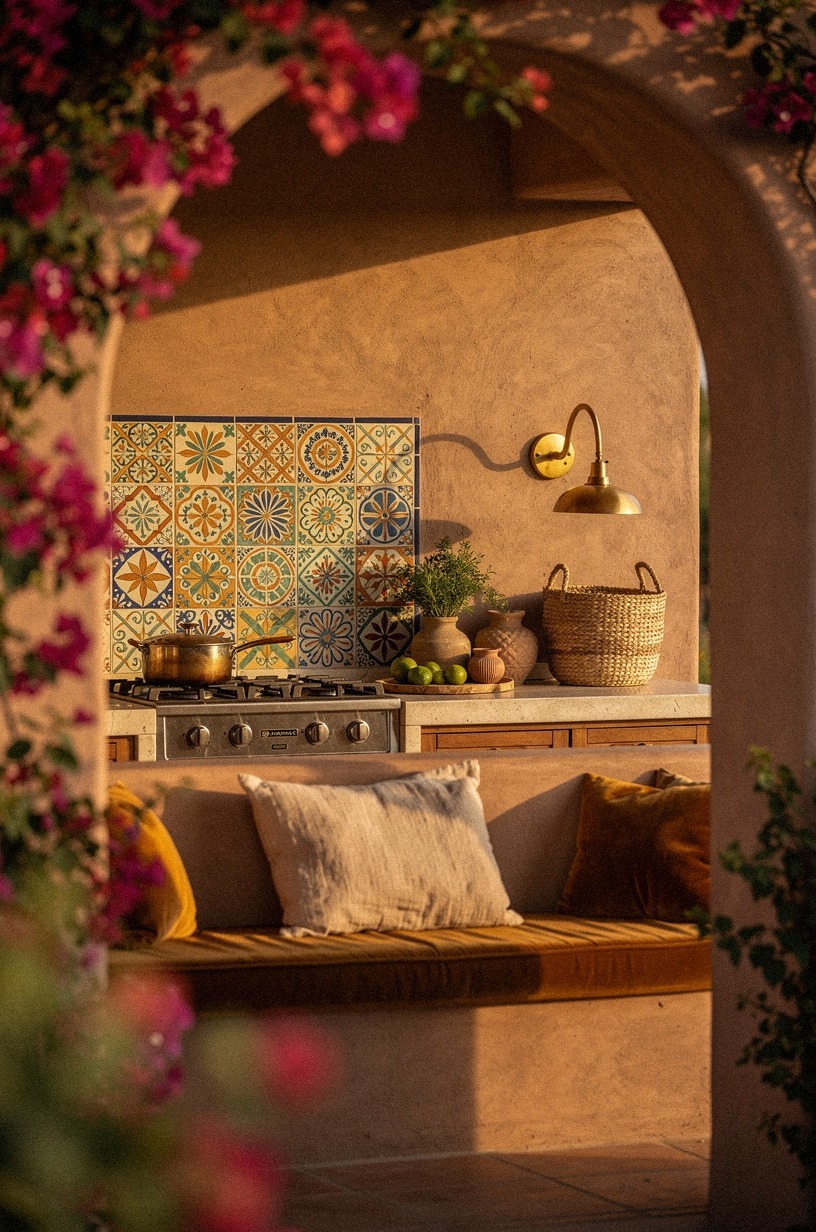 Mount a colorful tile backsplash behind burners