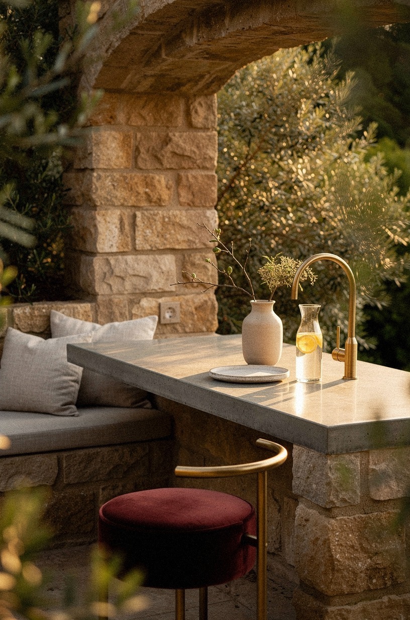 Pour a polished concrete serving ledge