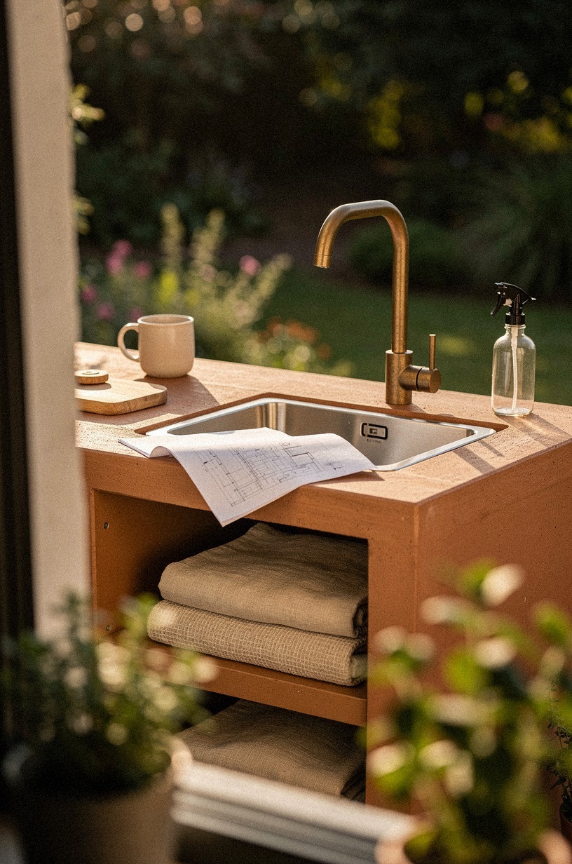 Install a drop-in sink with hose hookup