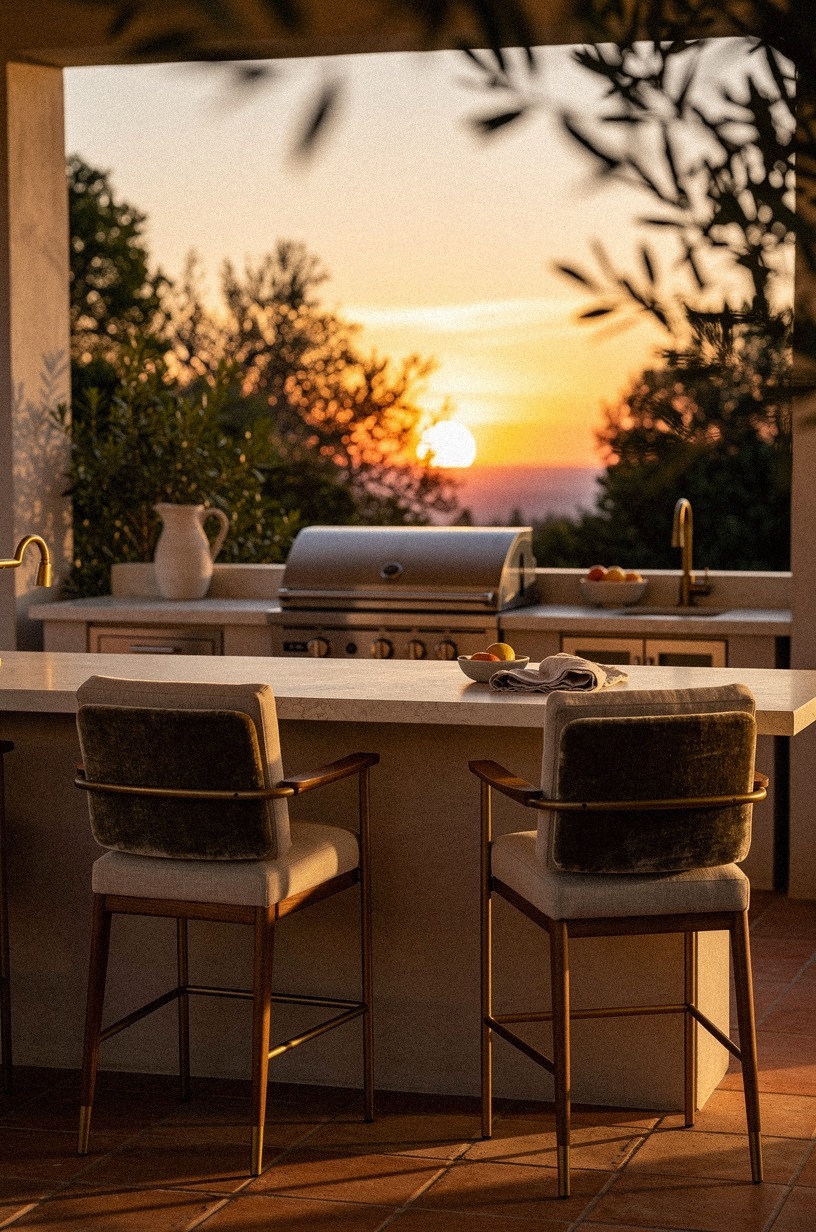 Angled the bar stools toward sunset