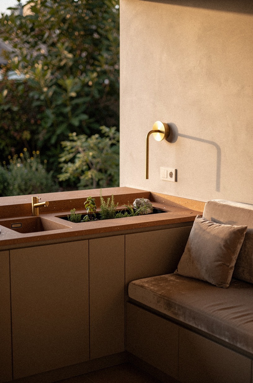 Plant herbs in a built in trough