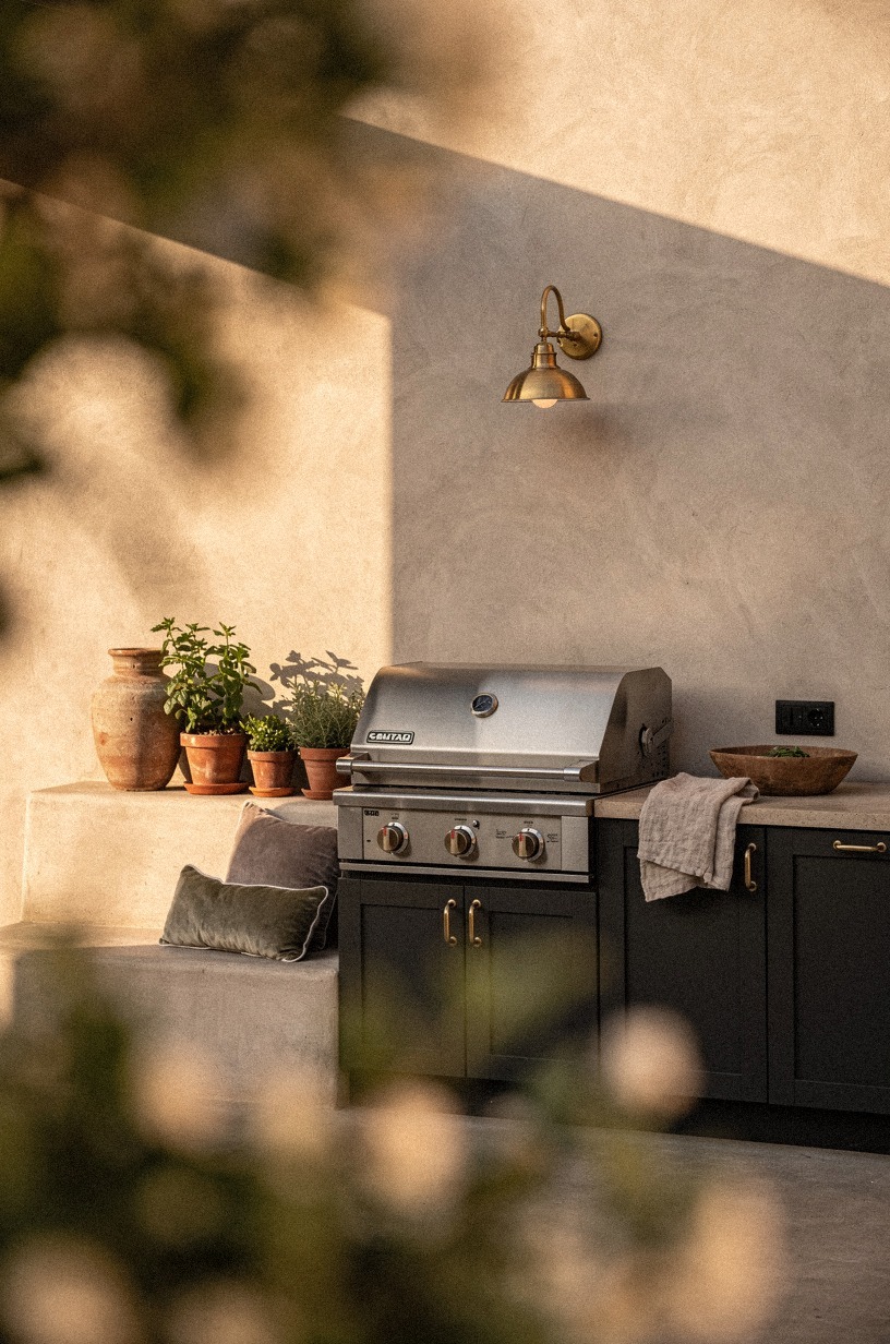 Paint the base cabinets deep charcoal