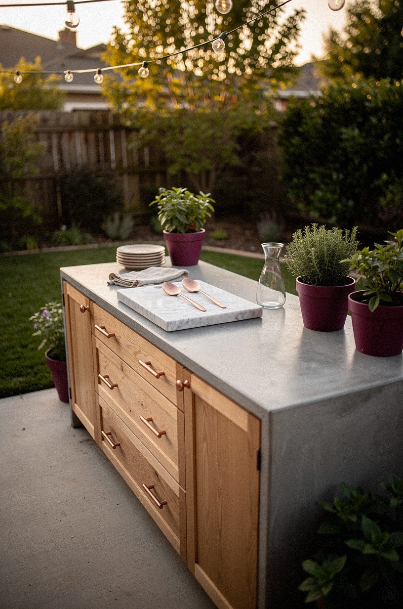 Pour a concrete counter for the grill line