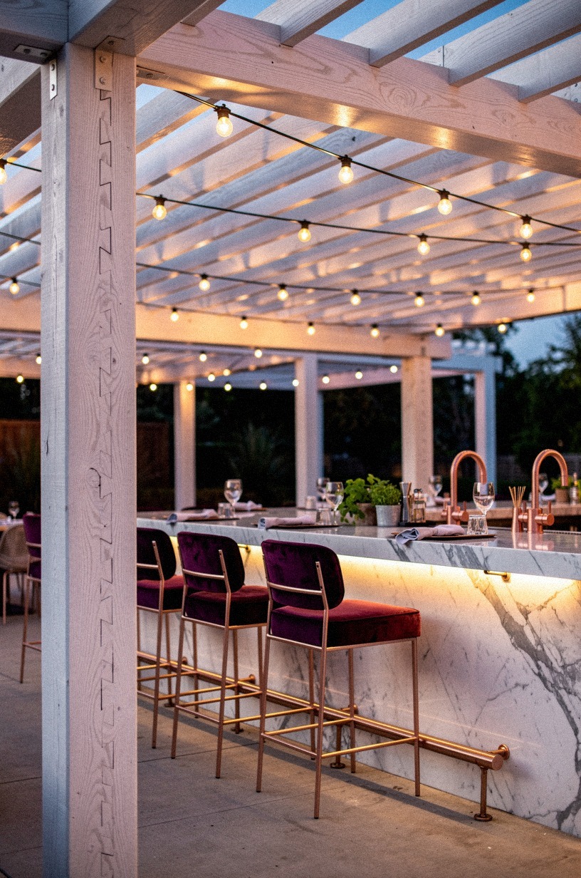 Layer Edison strands over the bar seating zone