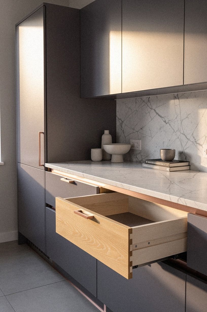 Choose flat fronts in smoky eucalyptus