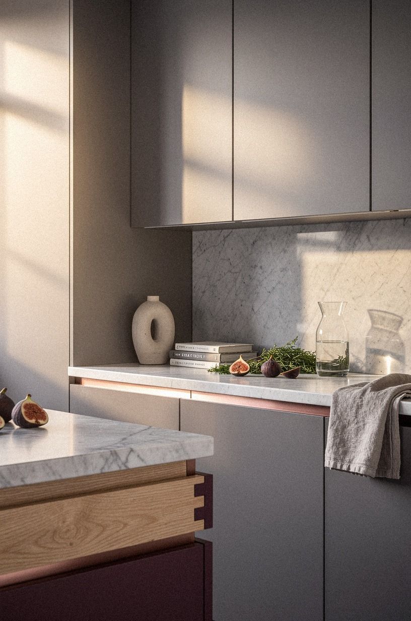 Line the backsplash with matching cabinet panels
