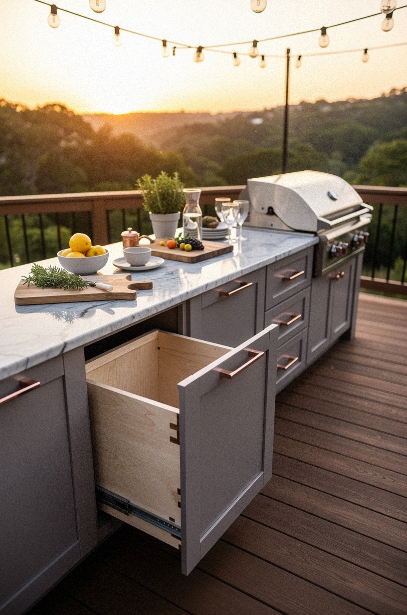 Layer porcelain deck tiles under appliances
