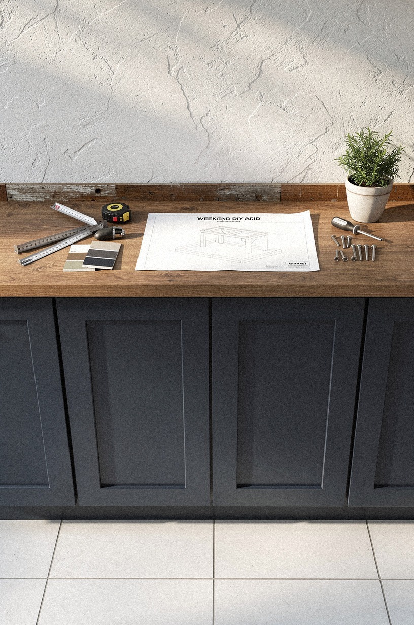 Paint outdoor cabinets deep charcoal