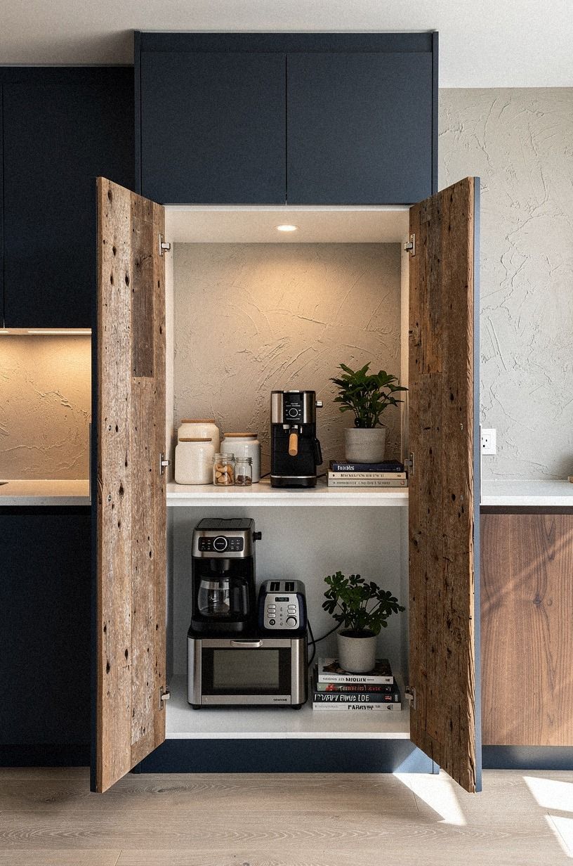 Hide small appliances behind pocket doors