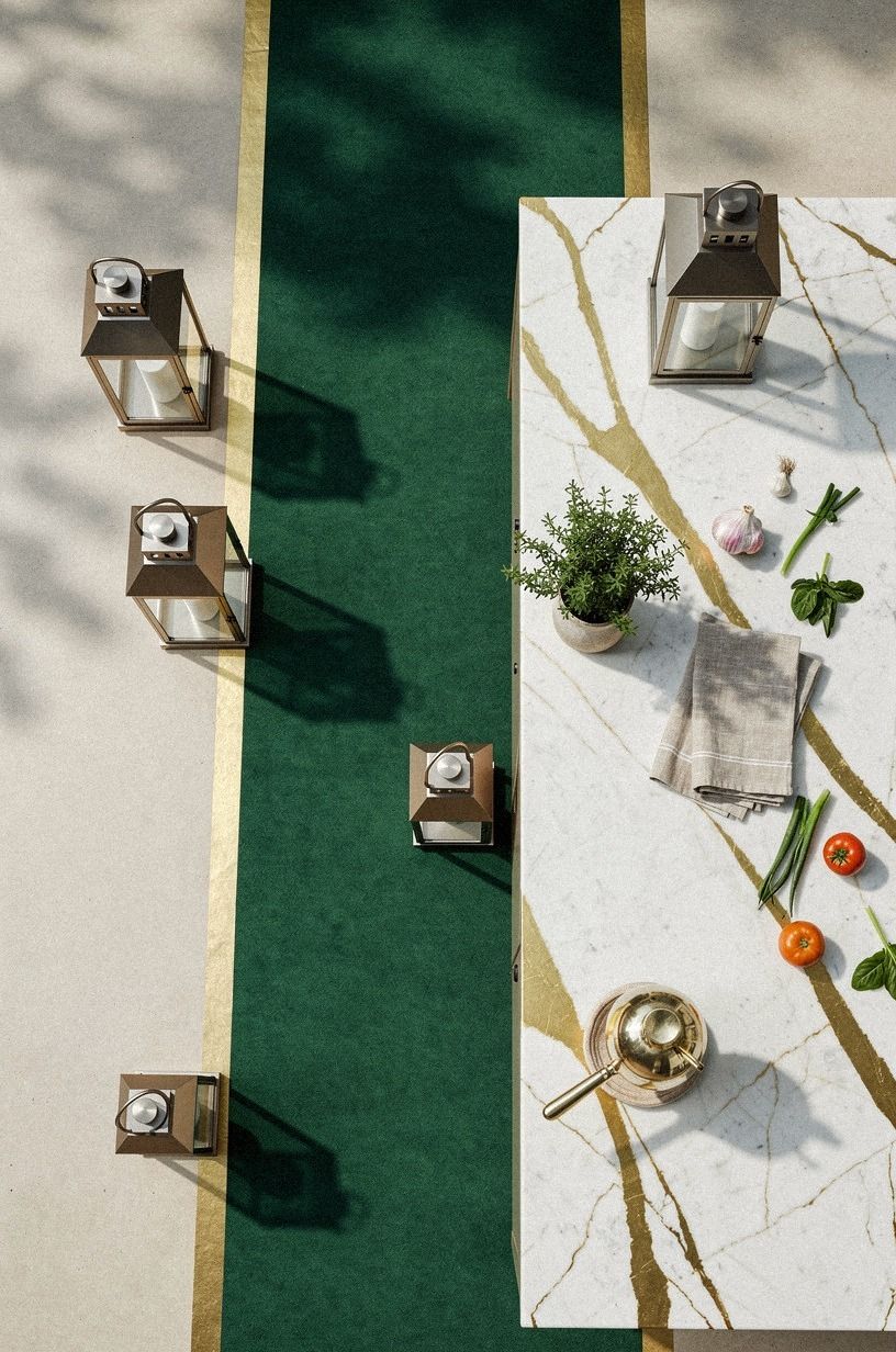 Layer lanterns across the uncovered cooking path