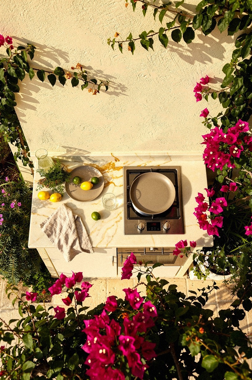 Shade the kitchen with a reed pergola
