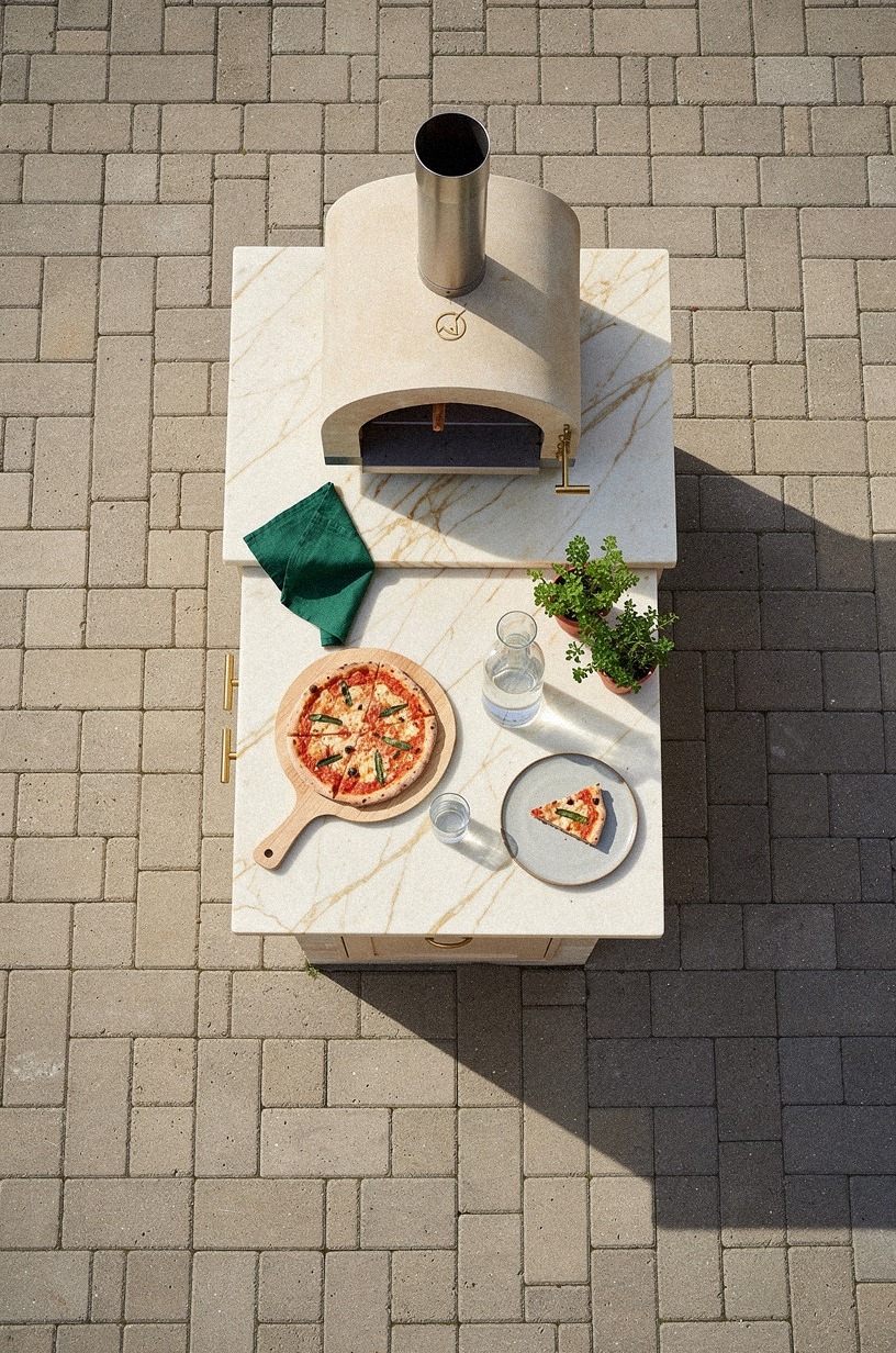Create a pizza oven nook with pavers