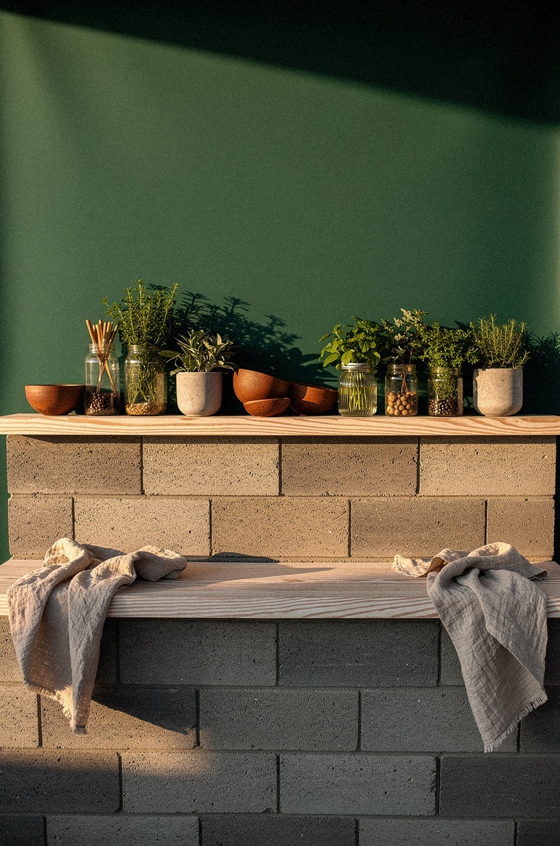 Create a narrow serving ledge along the back