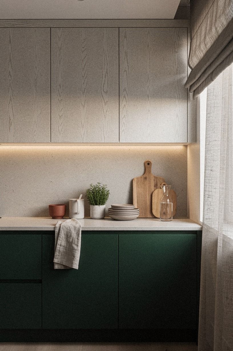 Add under-cabinet lighting beneath every upper