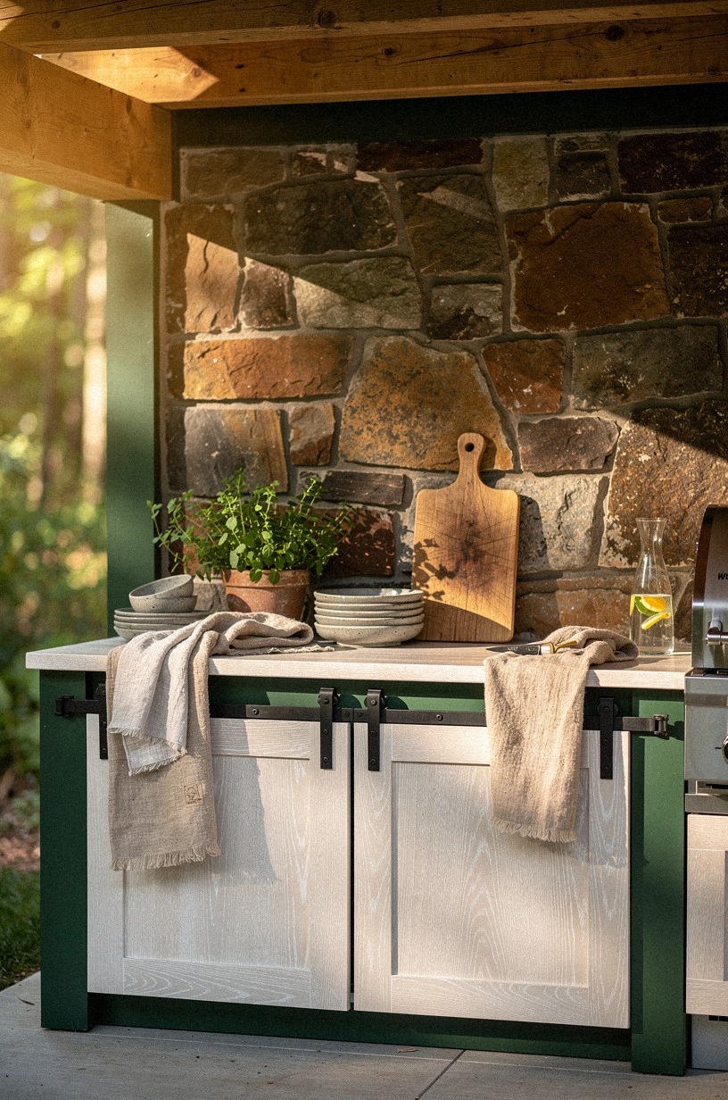 Install barn doors on storage cabinets